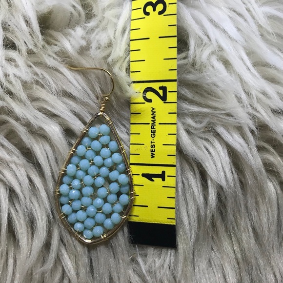 Francescas blue and gold large dangle earrings - Picture 4 of 4